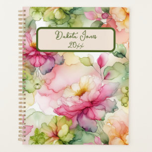 Pastel Bloem Alcohol Inkt Illustratie Personaliser Planner