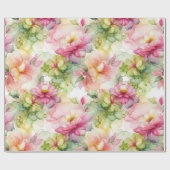 Pastel Bloem Alcohol Inkt Illustratie Print Cadeaupapier (Vlak)