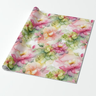 Pastel Bloem Alcohol Inkt Illustratie Print Cadeaupapier