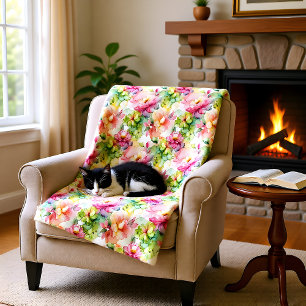 Pastel Bloem Alcohol Inkt Illustratie Print Fleece Deken