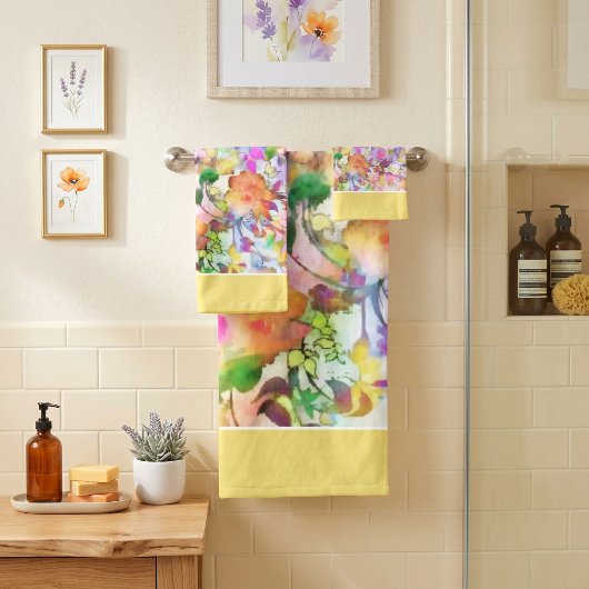Pastel bloem badhanddoekenset bad handdoek