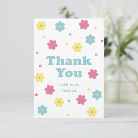 Pastel Bloem Bedankkaart (Staand voorkant)