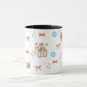 Pastel Bloem Boek Esthetische Twee-Tons Mok (Midden)