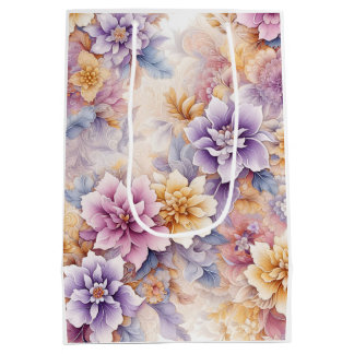 Pastel Bloem Cadeaubag Voor Haar Medium Cadeauzakje