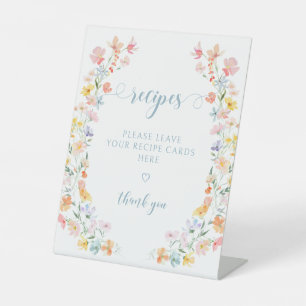 Pastel Bloem Chic Bruiloftsrecept Receptie Bord Reclamebord Met Voetstuk