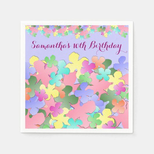 Pastel Bloem Collage Custom VERJAARDAG Servetten (Voorkant)