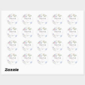 Pastel Bloem Dank Je Ronde Sticker (Vel)