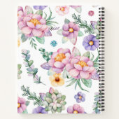 Pastel bloem eenhoorn gepersonaliseerde naam notitieboek (Achterkant)