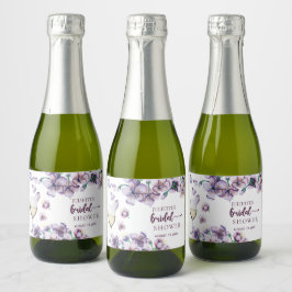 Pastel Bloem | Elegante Waterverf Bruiloftsborrel Sparkling Wijnetiket