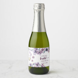 Pastel Bloem | Elegante Waterverf Bruiloftsborrel Sparkling Wijnetiket