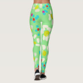Pastel Bloem- en Stippenpatroon Mintgroene Legging (Achterkant)