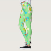 Pastel Bloem- en Stippenpatroon Mintgroene Legging (Links)