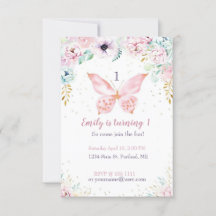 Pastel bloem- en vlinder babyshower verjaardagsfee