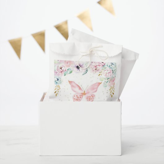 Pastel bloem en vlinder bedankzakje (Feest)