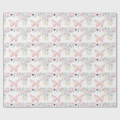 Pastel bloem en vlinder cadeaupapier (Vlak)