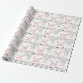 Pastel bloem en vlinder cadeaupapier (Uitgerold)