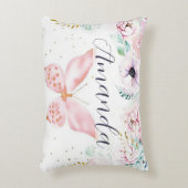 Pastel bloem en vlinder gepersonaliseerd accent kussen (Voorkant(Verticaal))