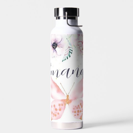 Pastel bloem en vlinder gepersonaliseerd waterfles (Links)