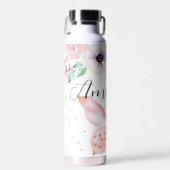 Pastel bloem en vlinder gepersonaliseerd waterfles (Voorkant)