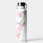 Pastel bloem en vlinder gepersonaliseerd waterfles (Achterkant)