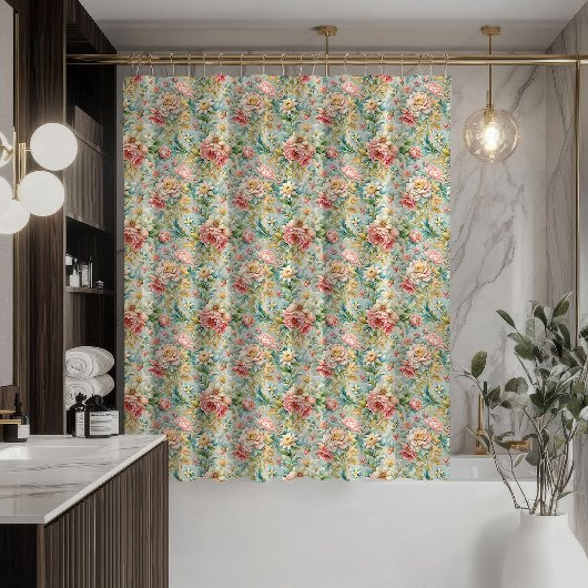 Pastel Bloem Gordijn Rococo Geïnspireerd Bad Accen
