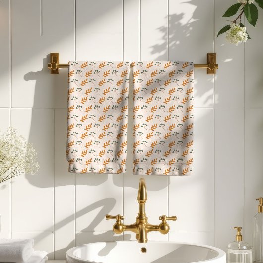 Pastel Bloem Handdoek 70s Bruin Boho Badkamer