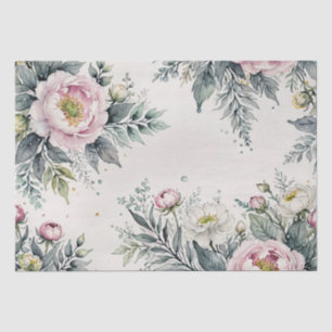 Pastel Bloem Inkt Schildering Tissuepapier