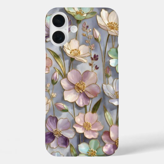 Pastel Bloem iPhone Hoesje Elegant Bloem Ontwerp (Achterkant)