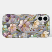 Pastel Bloem iPhone Hoesje Elegant Bloem Ontwerp (Achterkant (horizontaal))