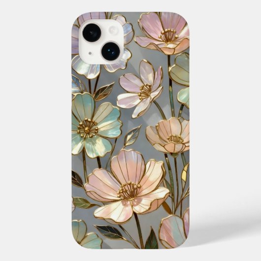 Pastel Bloem iPhone Hoesje Gouden Bloem Ontwerp (Achterkant)