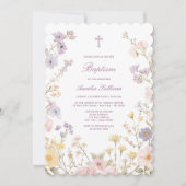 Pastel Bloem Kader Doop Uitnodiging (Voorkant)