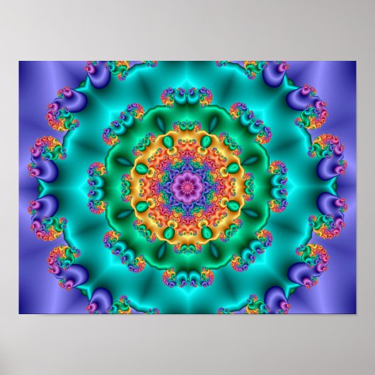 Pastel Bloem Kaleidoscoop Poster (Voorkant)