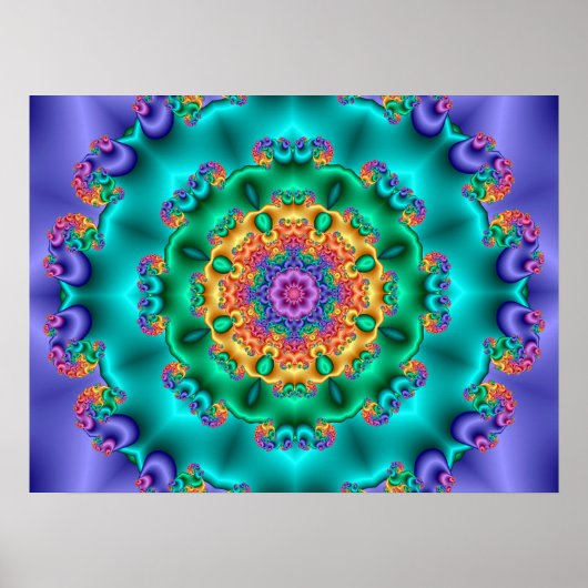 Pastel Bloem Kaleidoscoop Poster (Voorkant)