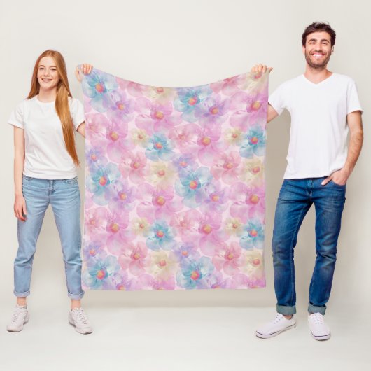 Pastel Bloem Knop Fleece Deken (In situ)