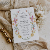 Pastel Bloem Kranz Bruiloft Kaart