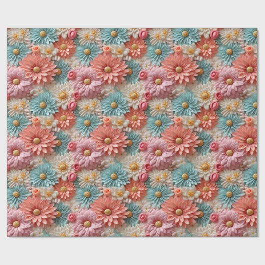 Pastel Bloem Kunst Cadeaupapier (Vlak)