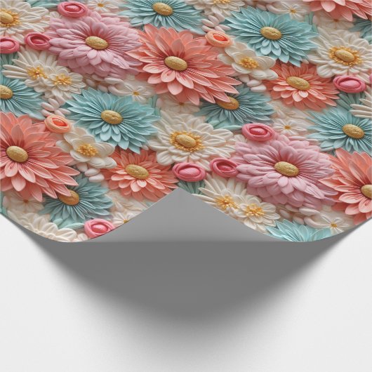 Pastel Bloem Kunst Cadeaupapier (Hoek)