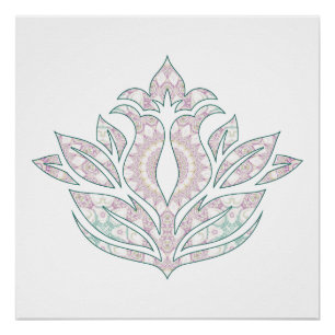Pastel Bloem Mandala Ontwerp Perfect Poster