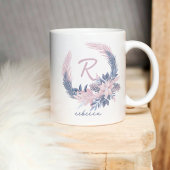 Pastel Bloem Motief Initiaal Winter Mok Met Eigen