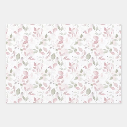 Pastel Bloem Roze Groene Lavendel Bloemen Inpakpapier Vel (Voorkant 3)