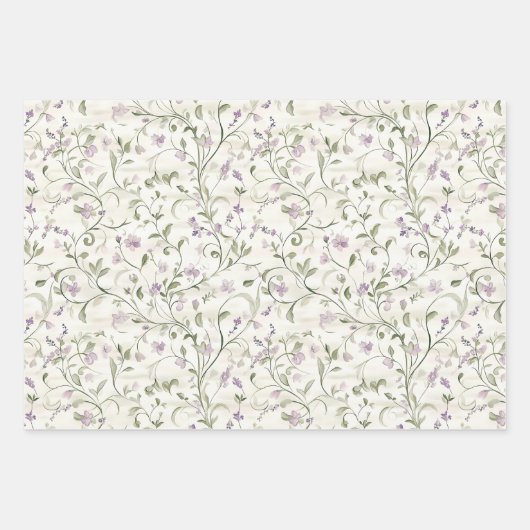 Pastel Bloem Roze Lavendel Elegante Bruiloftshuwel Inpakpapier Vel (Voorkant)
