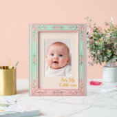 Pastel Bloem Roze Mint Foto Frame Acryl Bord (Huwelijk)