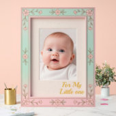Pastel Bloem Roze Mint Foto Frame Acryl Bord (Huwelijk)