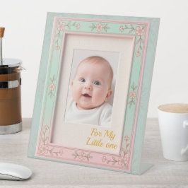 Pastel Bloem Roze Mint Foto Frame Reclamebord Met Voetstuk
