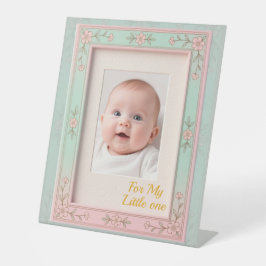 Pastel Bloem Roze Mint Foto Frame Reclamebord Met Voetstuk