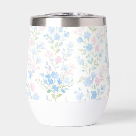 Pastel Bloem Thermisch Wijn Tumbler (Voorkant)