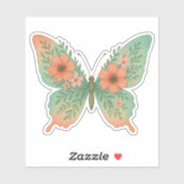 Pastel Bloem Vlinder Sticker (Vel)