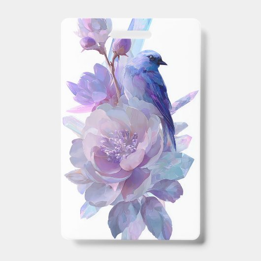 Pastel Bloem Vogel Naambadge Badge (Voorzijde)