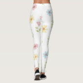 Pastel Bloem Waterverf Leggings - Boho Wildflowe (Achterkant)
