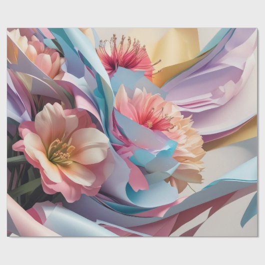 Pastel Bloem Werveling Cadeaupapier (Vlak)